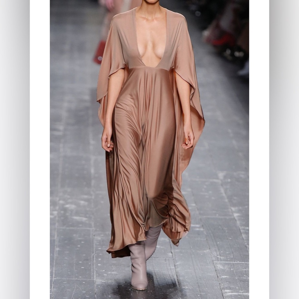 Shop Valentino Cape Back Silk Jersey Dress In Skin. Size 6.